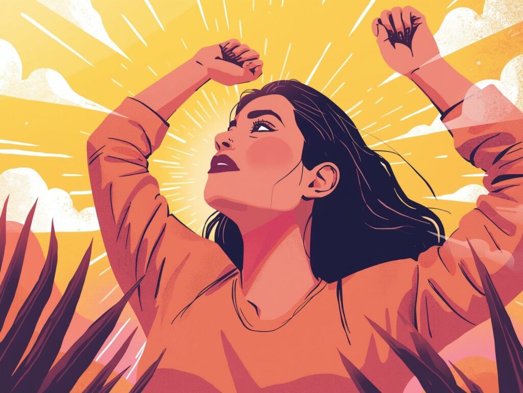 Illustration de réussite et empowerment féminin pour dépasser le doute